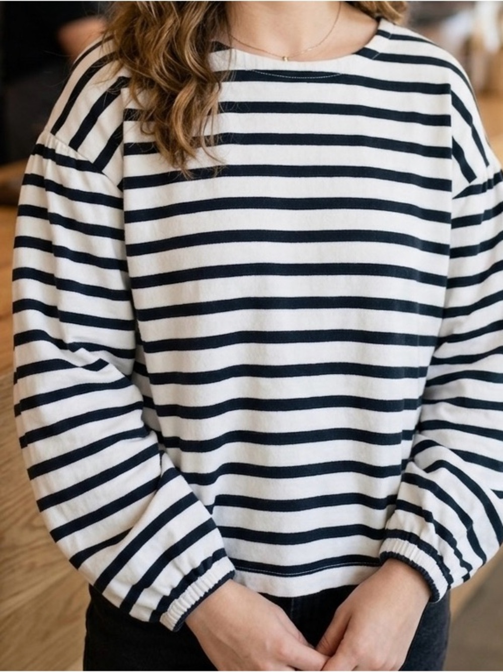 J. Crew Navy and White Striped Knit Top